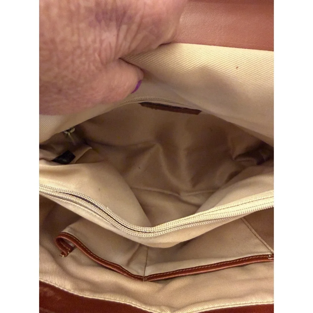 Banuce Full-Grain Italian Vegetable-Tanned Leather Satchel Handbag Red/Brown